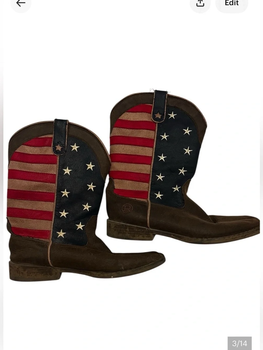 Roper Patriotic Cowboy Boots Kids 3 (Fits Women’s 5) – USA Flag Western Boots